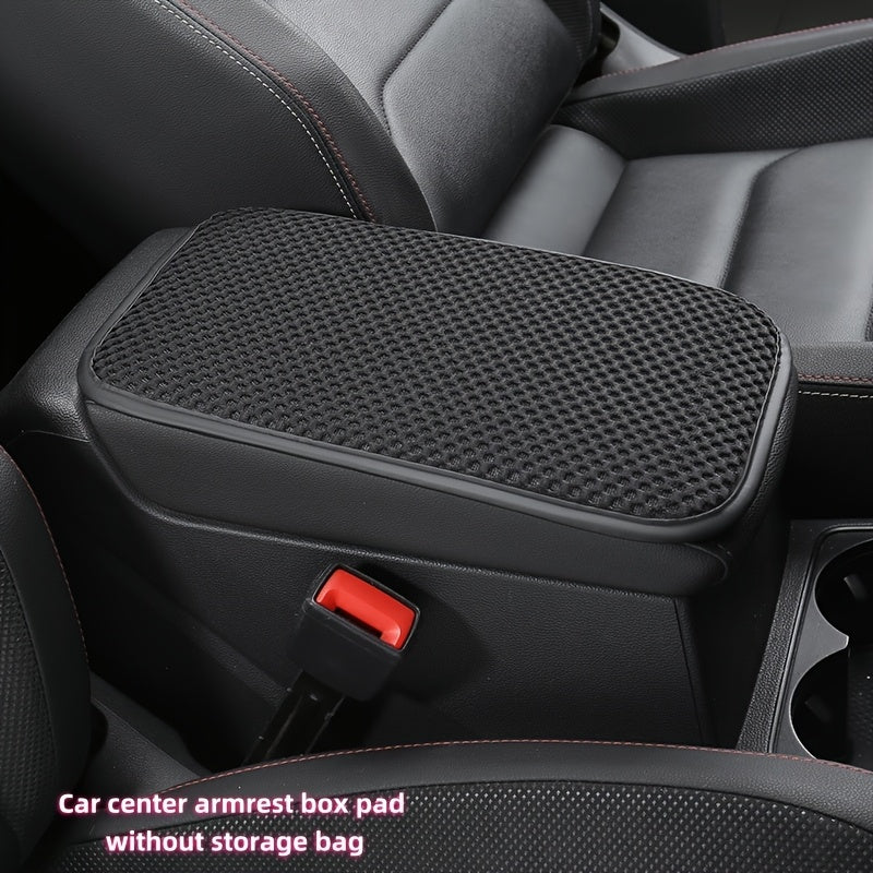 Car Interior Armrest Pad Ice Silk Fabric Storage Space Universal Fit