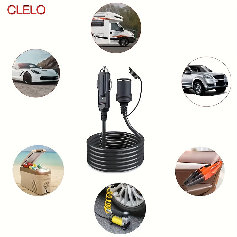 Heavy Duty Car Power Extension Cord 45.72-350.52cm 12V 24V with LED Fuse