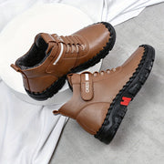 Women's Winter Ankle Boots Fleece-Lined Mid-Heel Casual Shoes Black White Plus Size