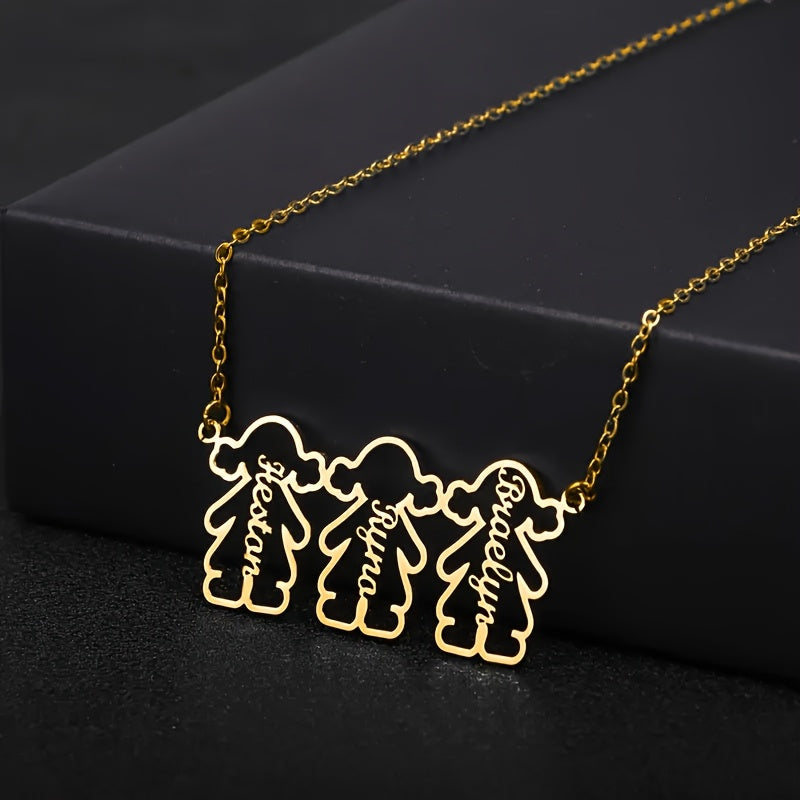 Personalized Stainless Steel Pendant Necklace with Multiple Names for Women