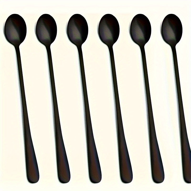 Black Stainless Steel Spoon Set for Coffee Iced Tea and Ice Cream 2 4 6 Pieces