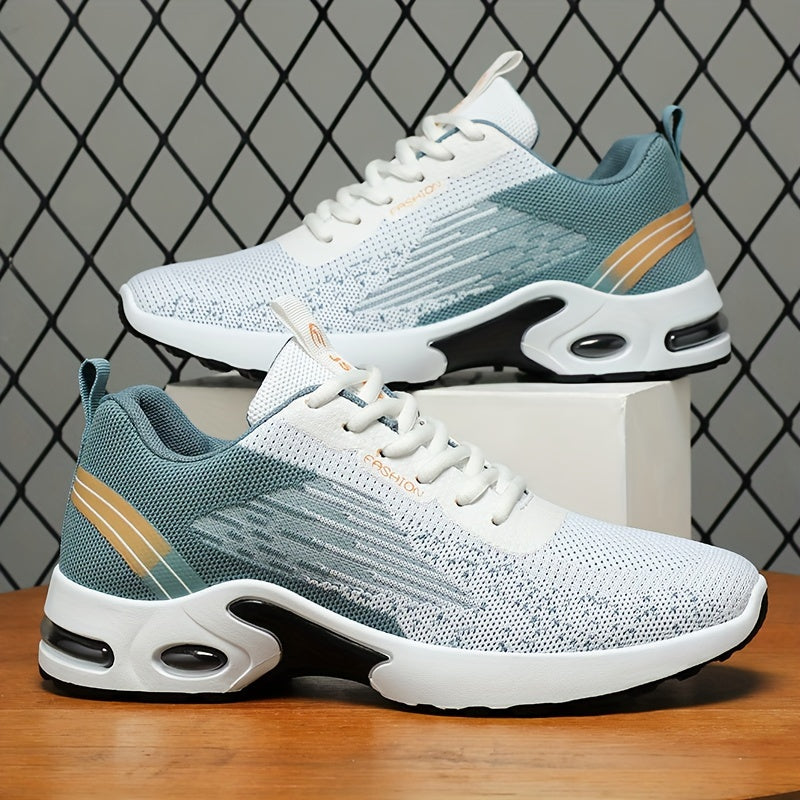 Men's Color Block Breathable Running Shoes with Lace-Up Design and Rubber Sole