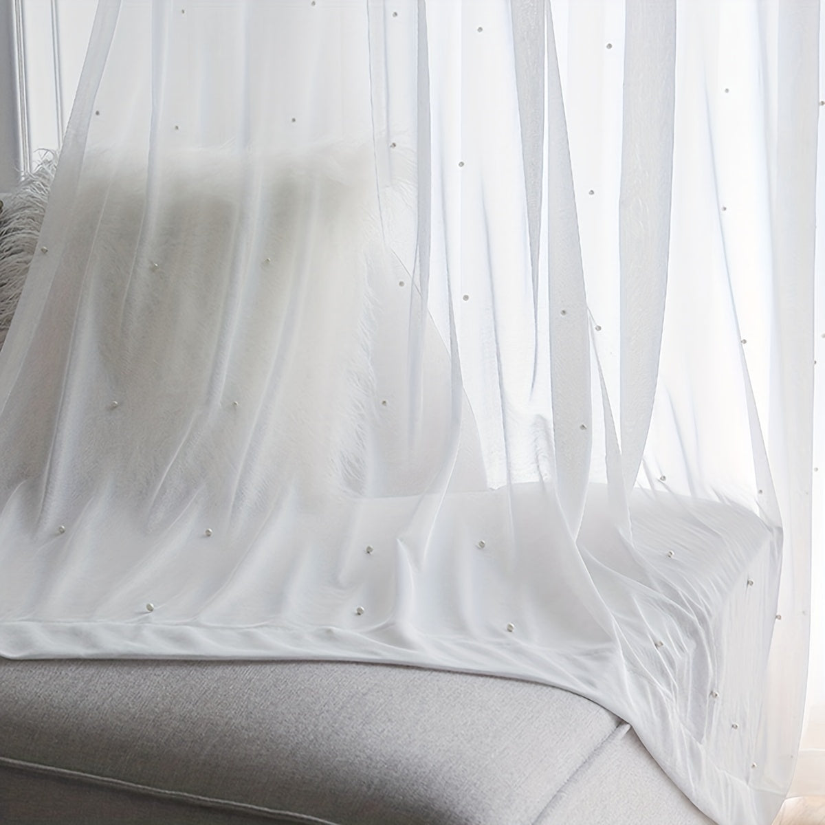 Translucent White Chiffon Sheer Curtain for Living Room and Bedroom