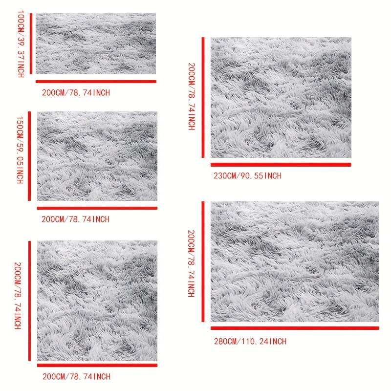 Modern Light Gray Tie-Dye Plush Area Rug for Living Room and Bedroom