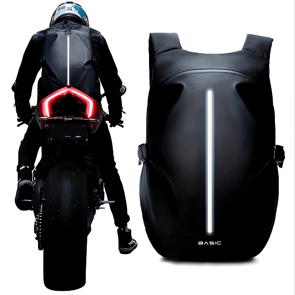 Unisex Soft Shell Motorcycle Helmet Backpack Reflective Strips Black