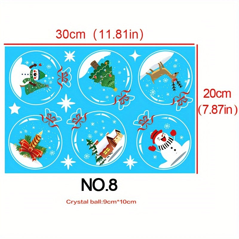 Christmas Window Clings Set with Snowflake and Santa Designs for Holiday Decor