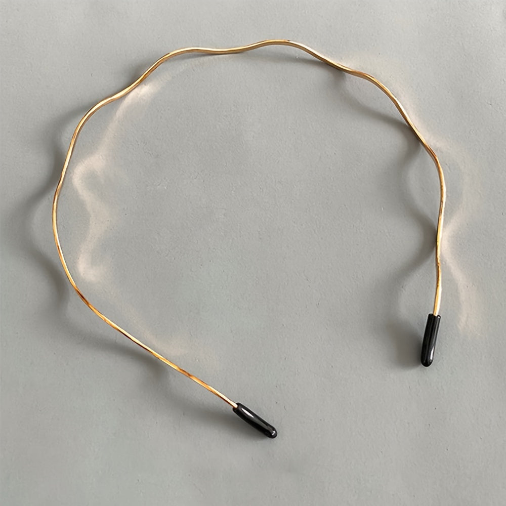 Women's Golden Wavy Hairband Zinc Alloy Vintage Hair Accessory