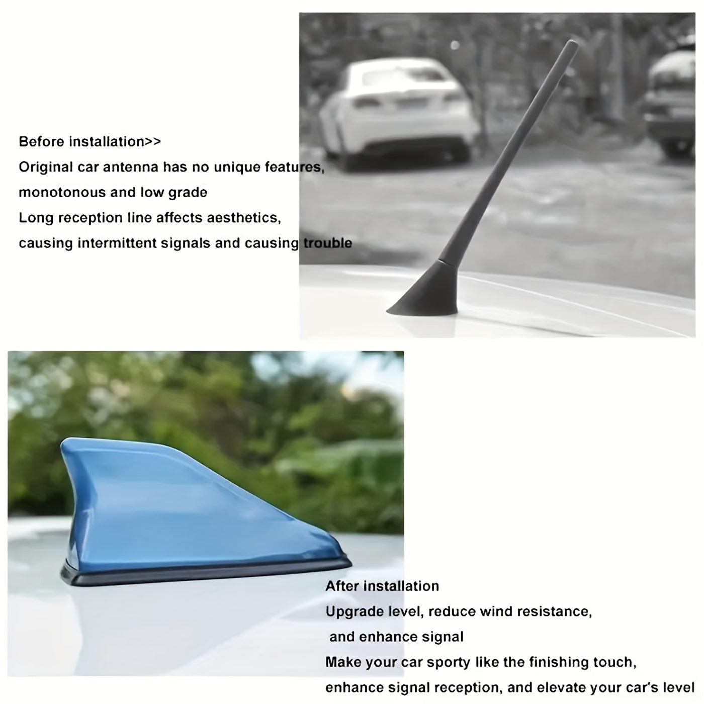 Universal Avtomobil Shark Fin Antenasi ABS Yuqori Qopqoq Radio Signali Kuchaytirgichi Avtomobil Qo'shimchasi
