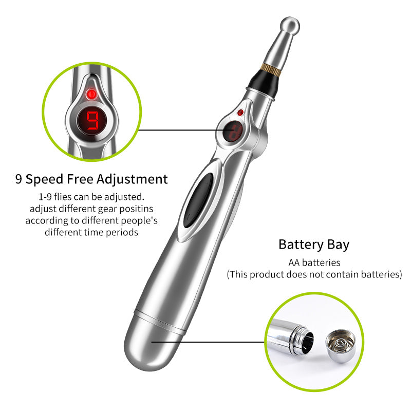 Battery-Operated Smart Massage Pen with Adjustable Modes and Interchangeable Heads
