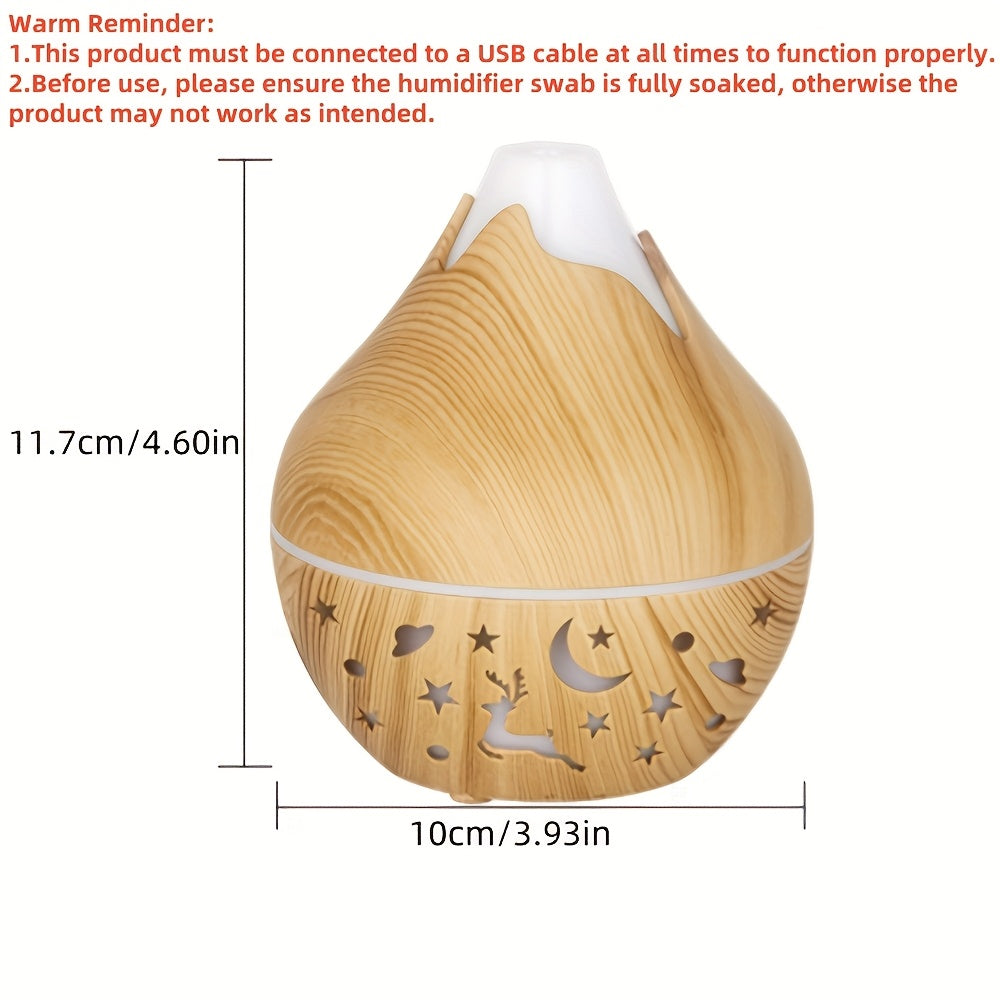 Многофункциональный USB-увлажнитель холодного тумана из пластика с деревянными акцентами для спальни или офиса