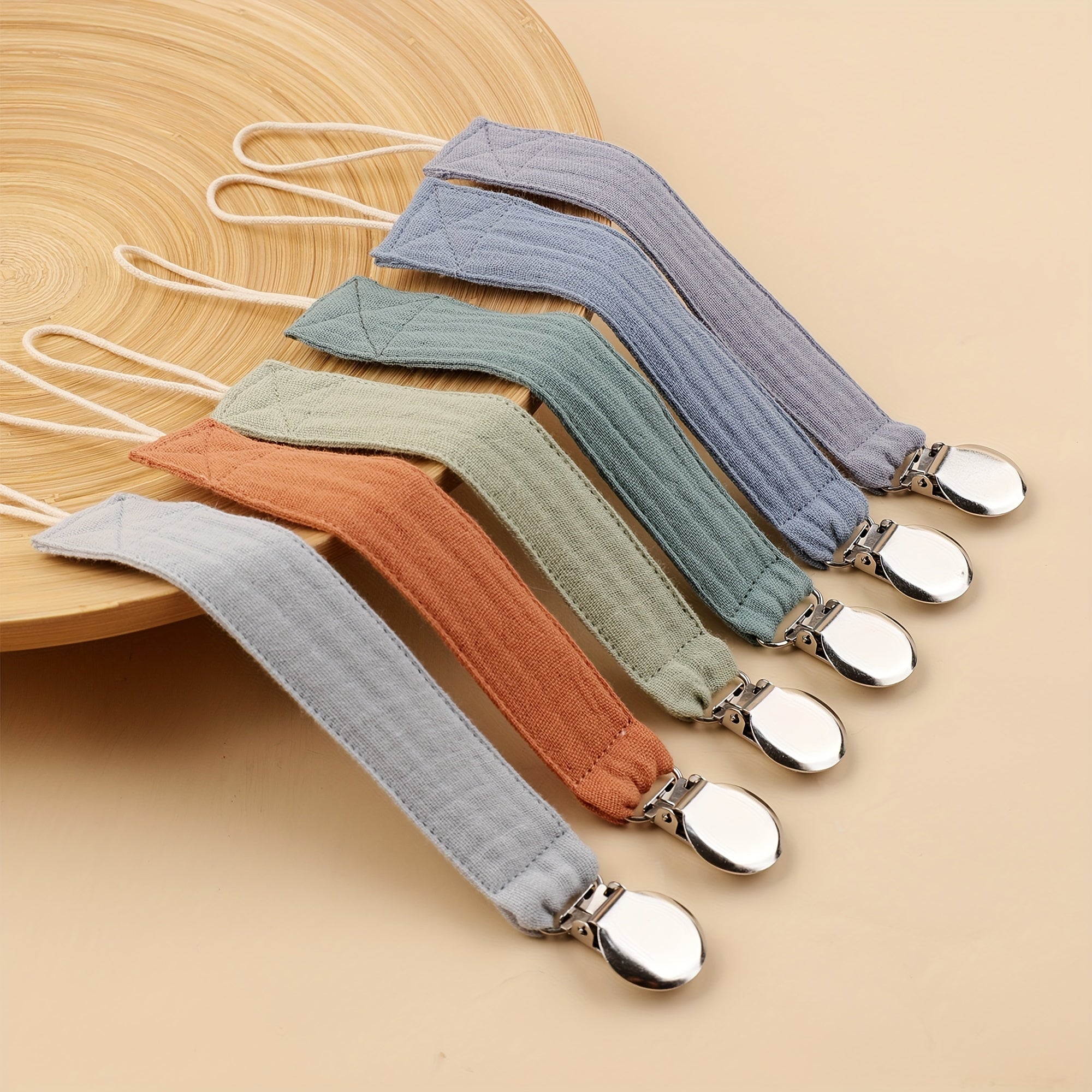 Baby Soother Chain Set of 4 for Ages 0-3 Stainless Steel Clips Various Colors