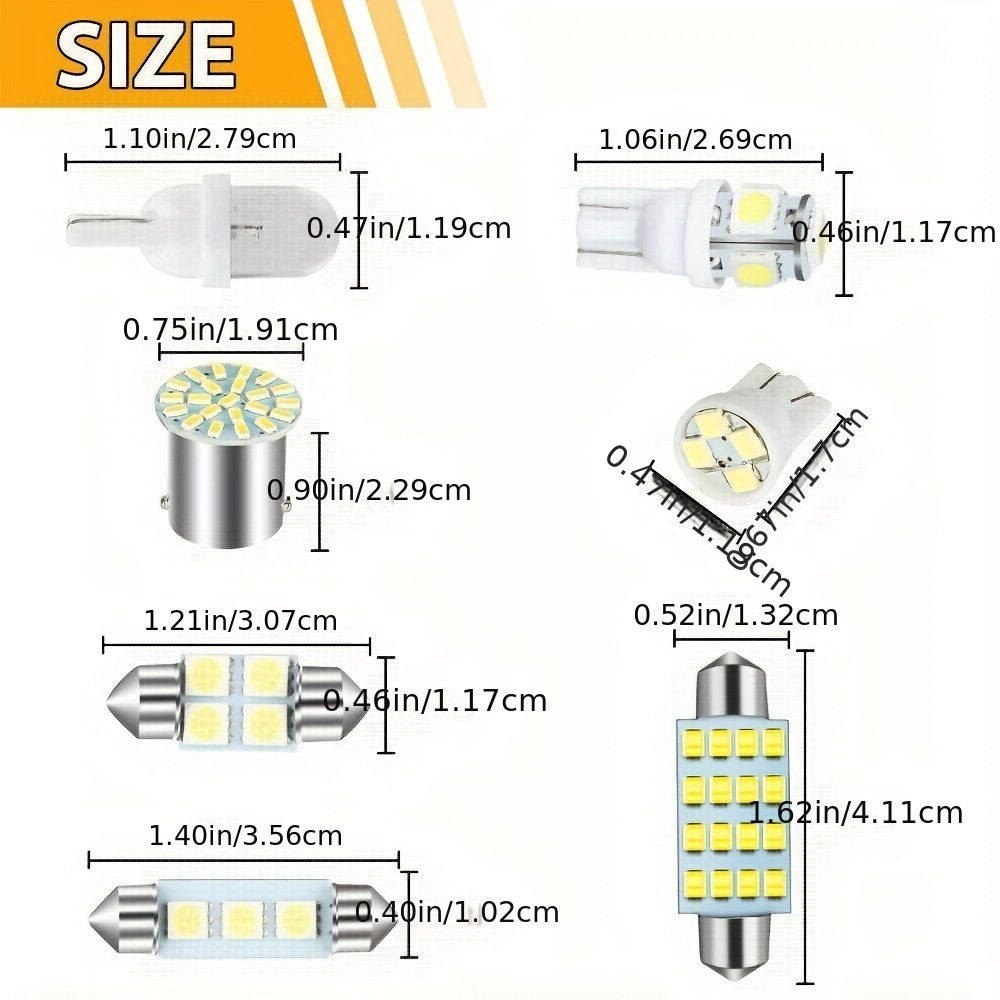 42Pcs Car Interior LED Light Kit White 12V Energy-Efficient Easy Install
