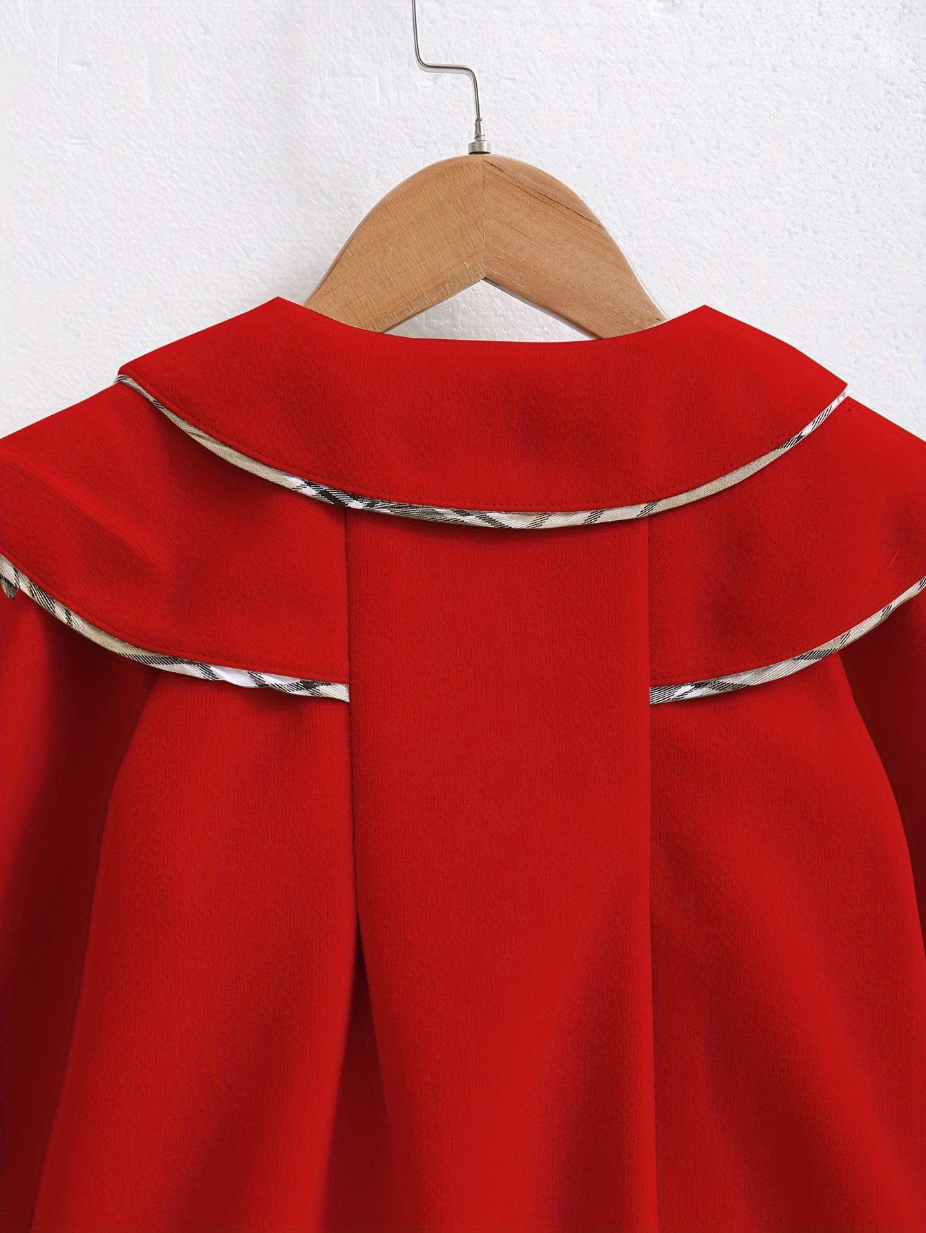 Девочкам красное длинно рукавное флисовое пальто с бантом для осенне-зимней повседневной верхней одежды