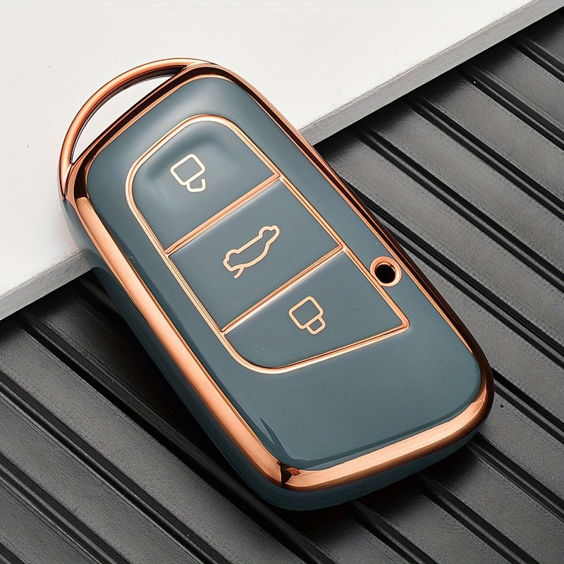 Luxury TPU Car Key Cover for Automotive Key Fob with Metallic Finish