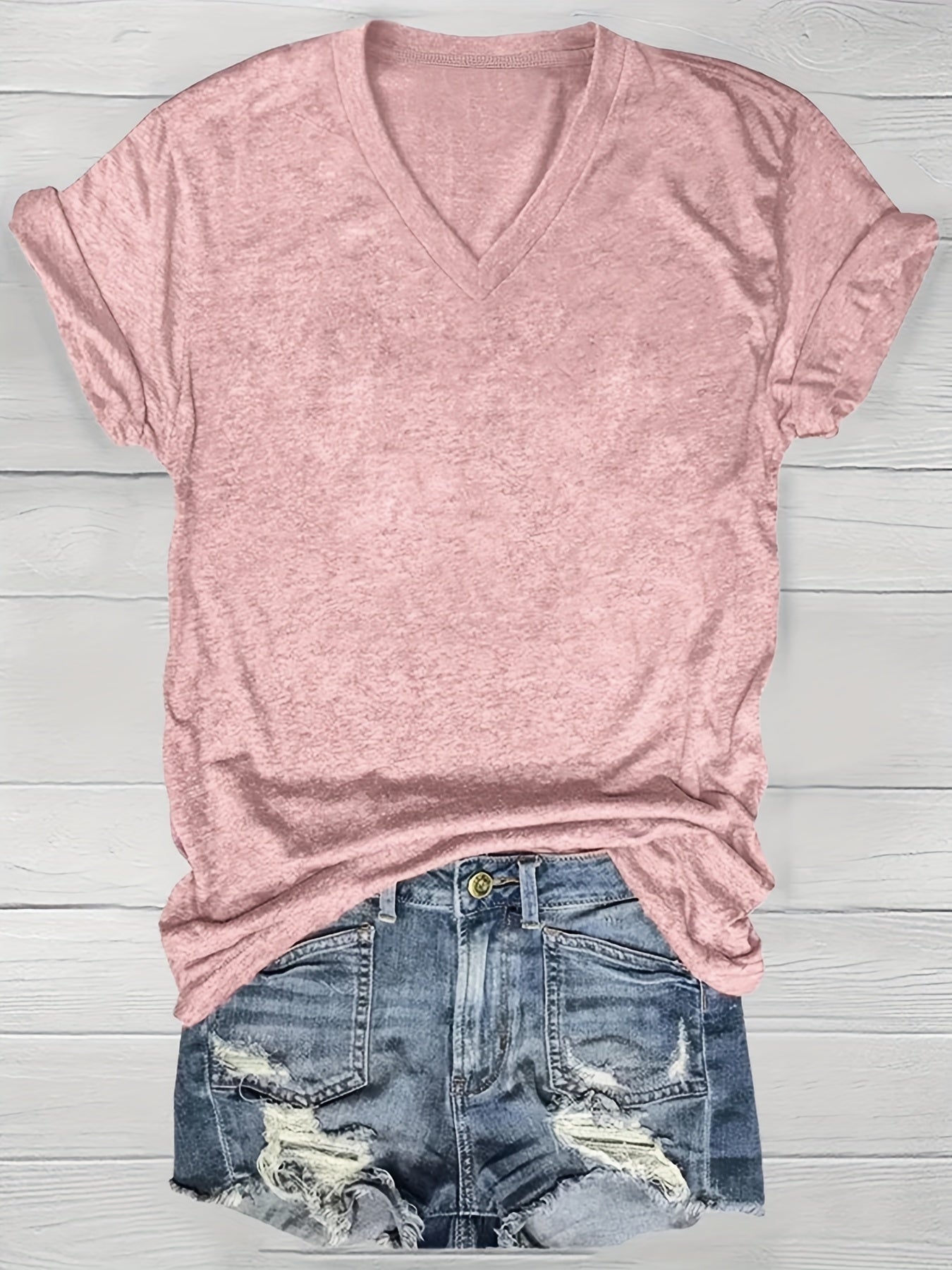 Women's V-Neck Short Sleeve T-Shirts Pack Breathable Casual Tops Black Pink Blue Teal