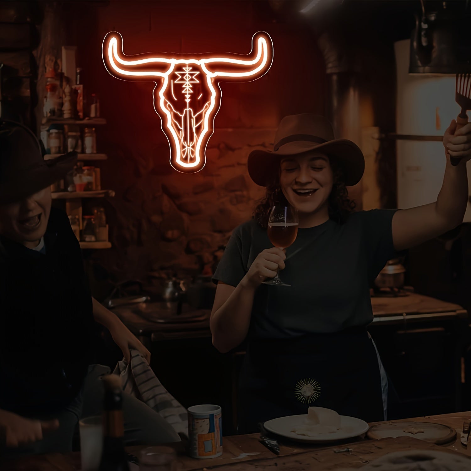 Texas Western Bull Skull LED Neon Sign for Bedroom Man Cave Game Room