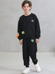 Boys' 2-Piece Viscose Knit Sweatshirt and Pants Set with Alphabet Pattern for Kids Under 12