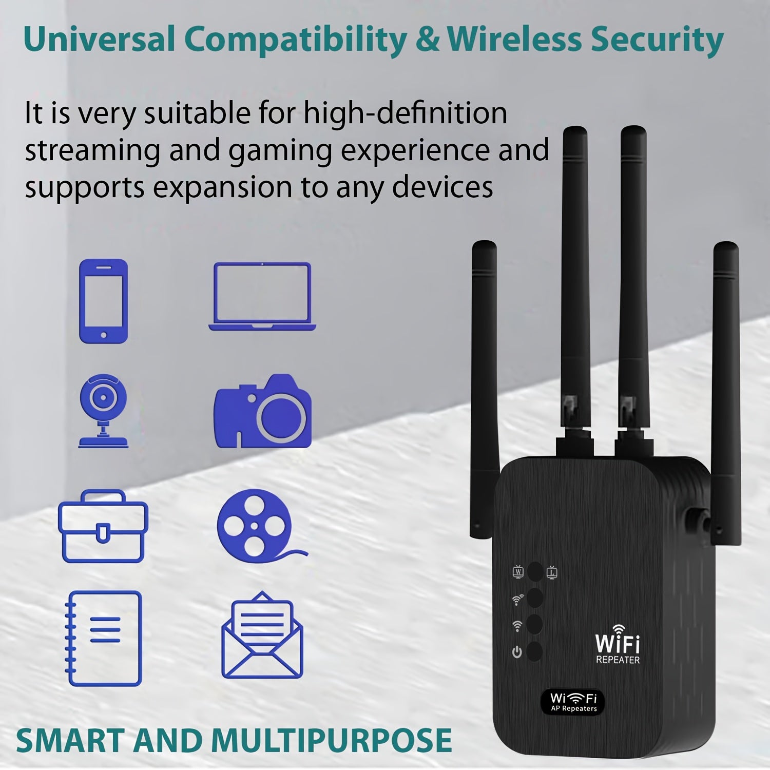 2024 WiFi Booster Dual Band 1200Mbps Coverage Up to 8500 Sq Ft Supports 35 Devices
