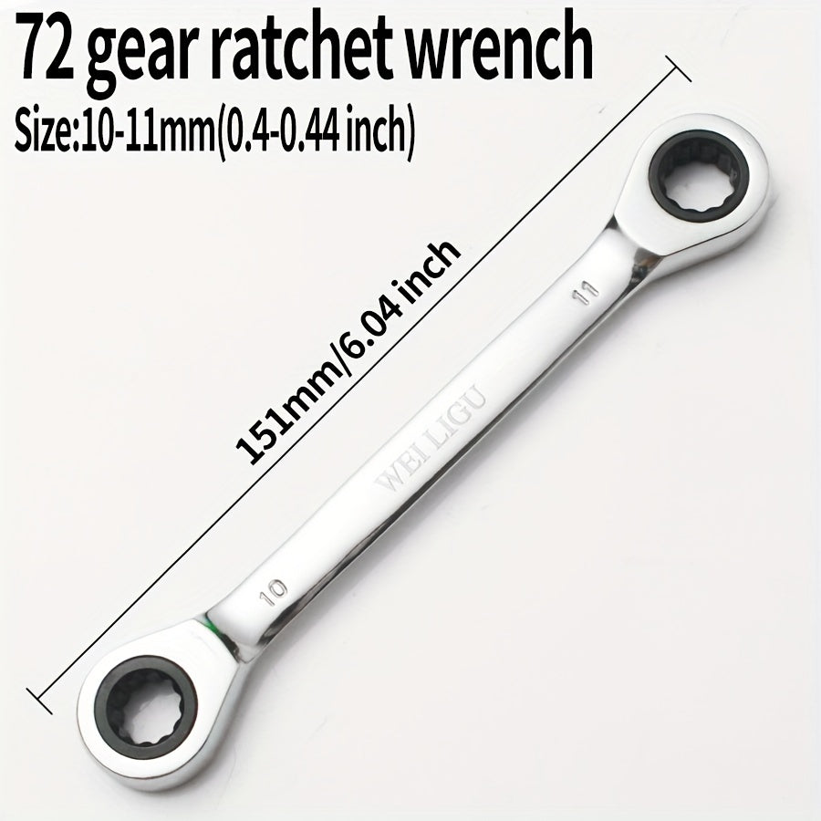 72 Tooth Ratchet Wrench Set Chrome Steel Double End 10-17mm Automotive