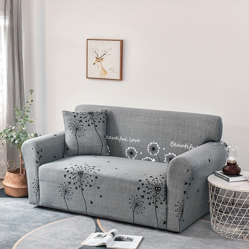 Anti-Slip Sofa Slipcover with Dandelion Design Protects Furniture and Includes Pillow Cover 17.71in x 17.71in