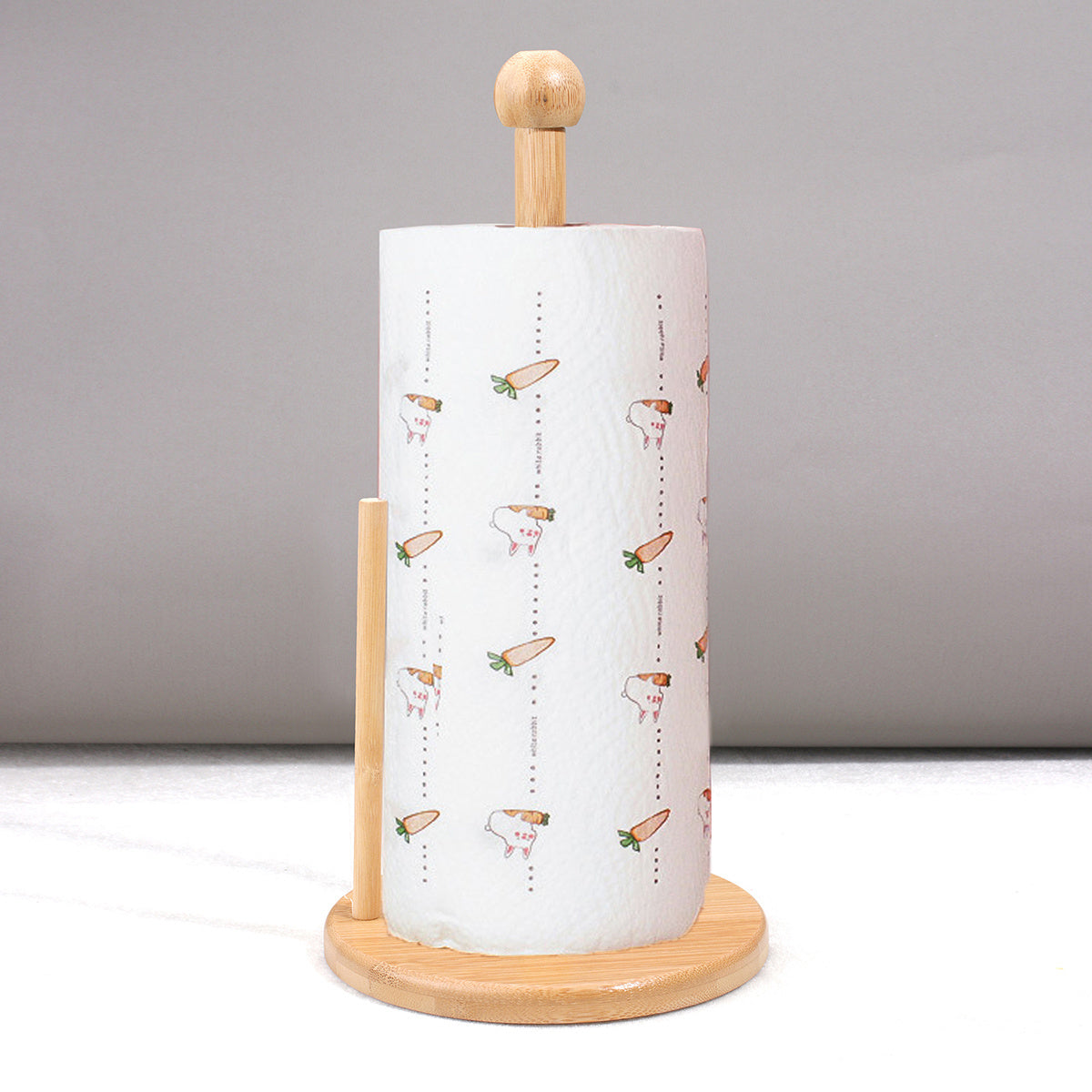 Wooden Vertical Tissue Holder with Carrot and Dog Design for Kitchen and Living Room