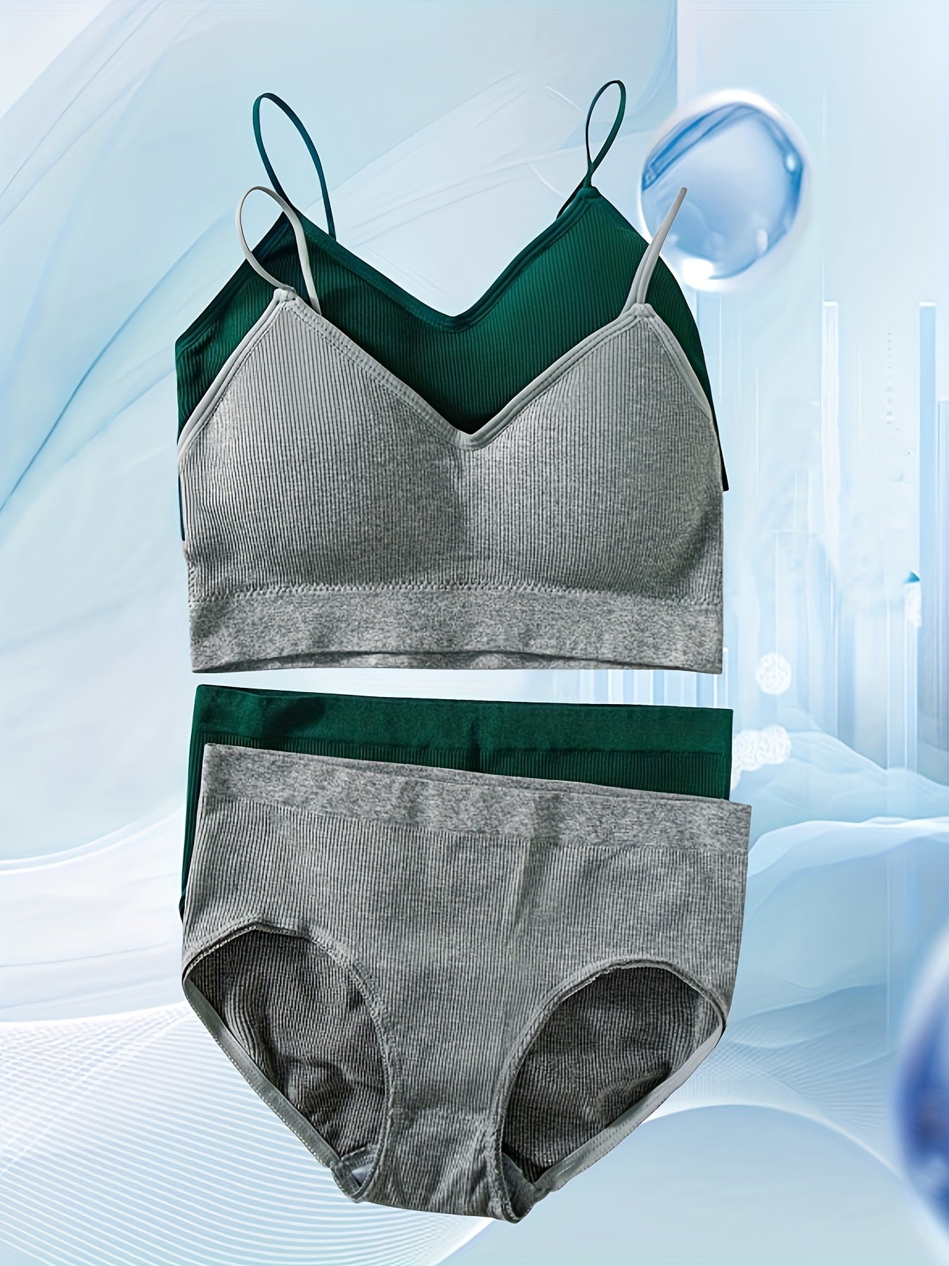 Women’s Seamless Cotton Lingerie Set with 4 Pairs of Bra and Panties