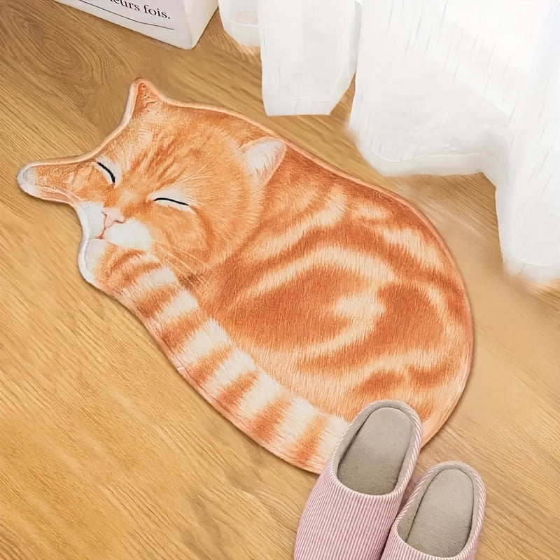 Cute Cat Design Kitchen Mat Fast-Drying Slip-Resistant Soft Rug for Bathroom Bedroom Living Room