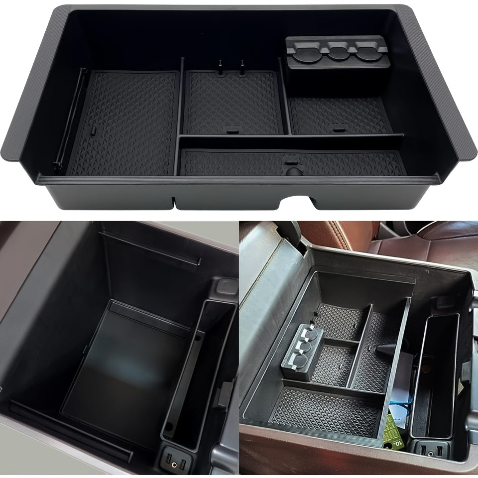 Center Console Organizer Tray Black Lightweight Expandable ABS for GM Trucks