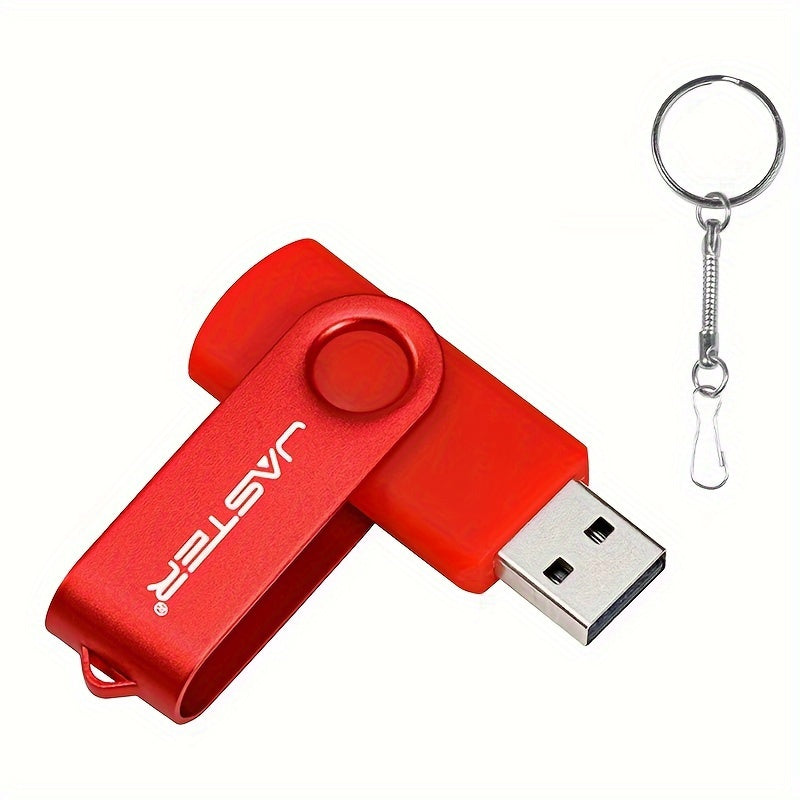 128GB High-Speed USB 2.0 Flash Drive with Rotatable Metal Keychain in Bright Colors