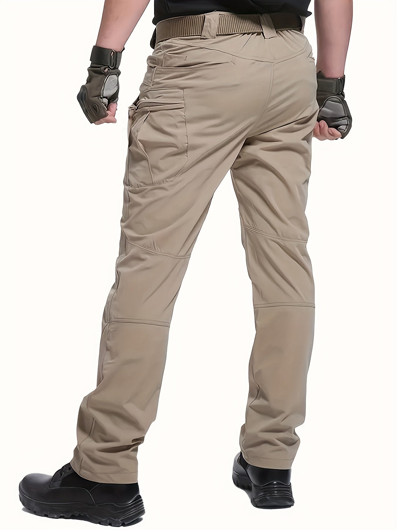 Men's Water-Resistant Polyester Tactical Work Pants with Multiple Pockets