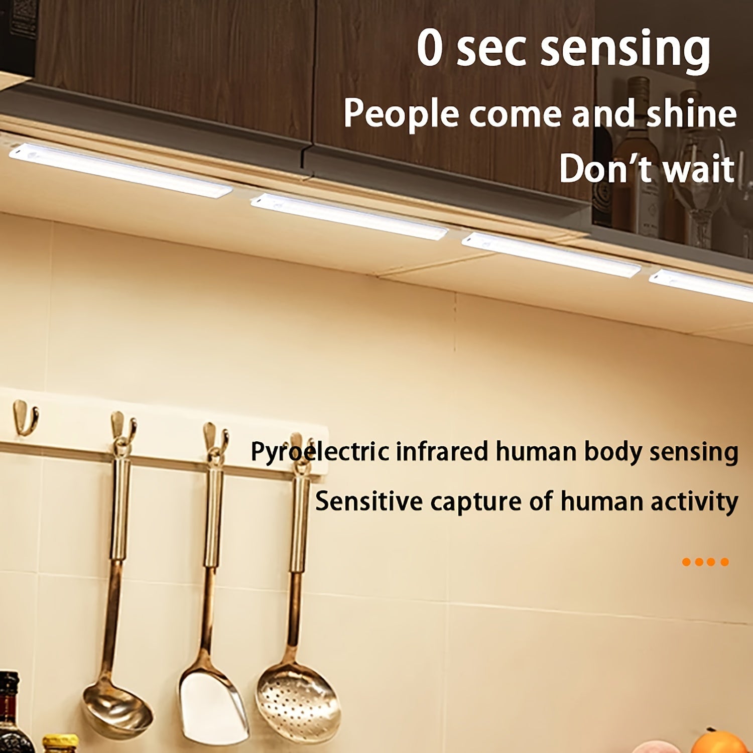 Ultra-Thin LED Light Strip with Human Body Sensing Multi-Mode Wall-Mounted Rechargeable for Kitchen Wardrobe Bedroom