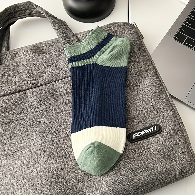 Men's Cotton Low Cut Socks Set of 5 Breathable Odor Control Sweat Absorbing for Spring Summer