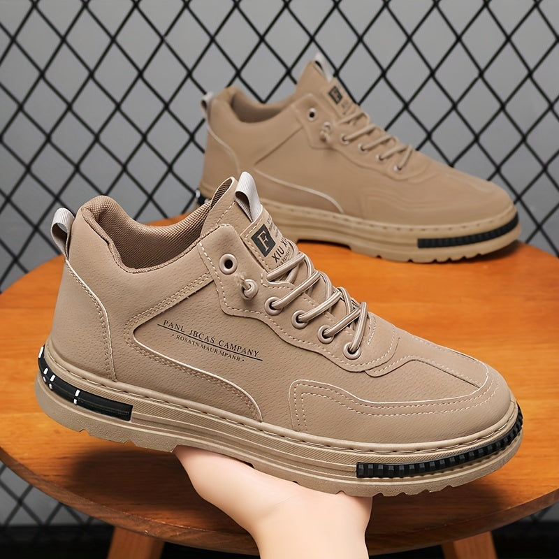 Men's Work Boots Leather Casual Anti-slip Lace-up Short Boots for Outdoor Activities