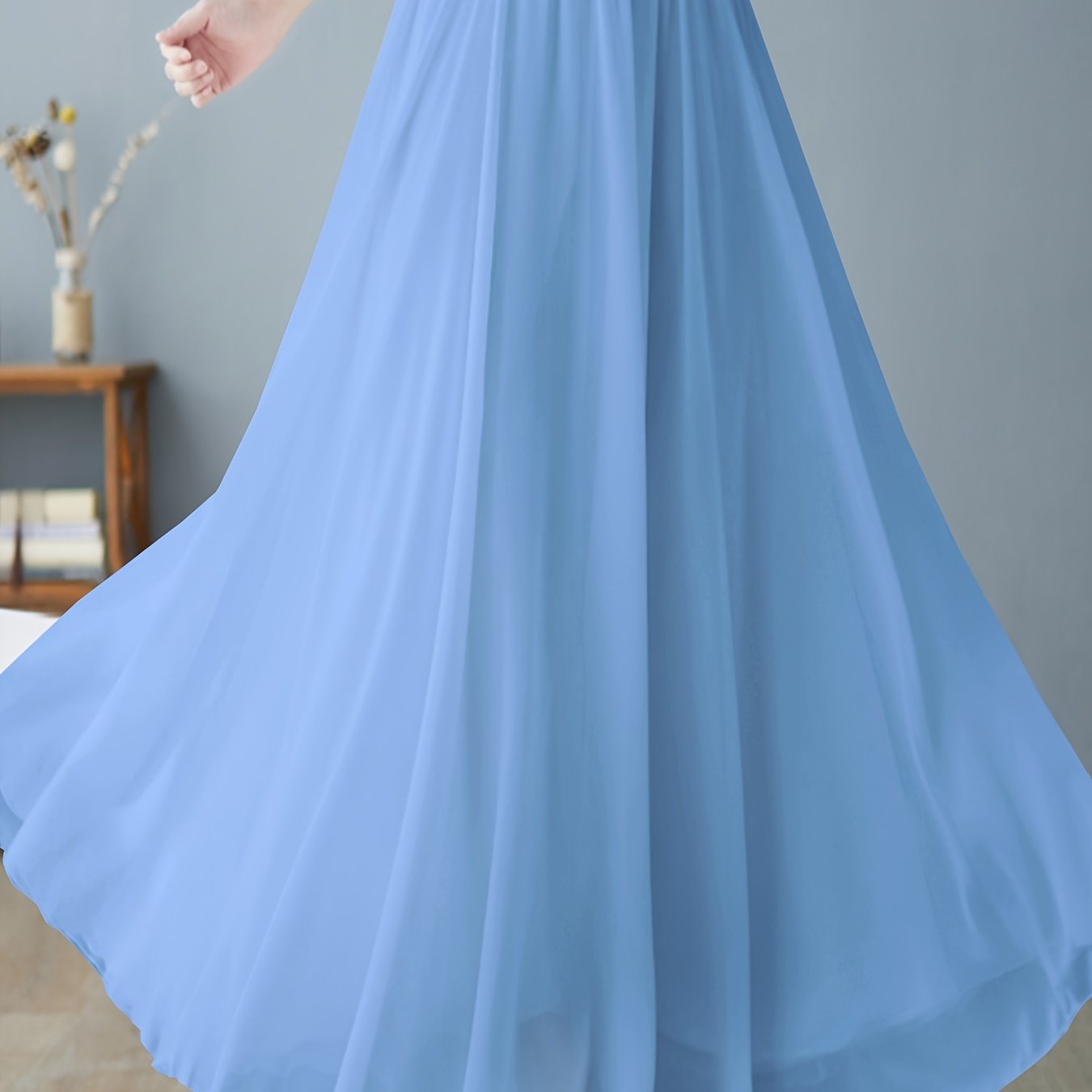 Women's High-Waist Chiffon Maxi Skirt with Ruffled Hem and Slimming A-Line Silhouette