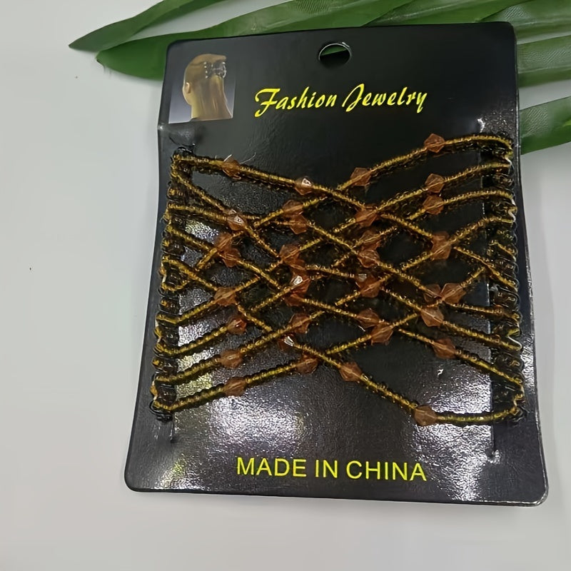 Women Hair Comb Vintage Bead Crystal Faux Pearl Hair Accessories Hair Jewelry