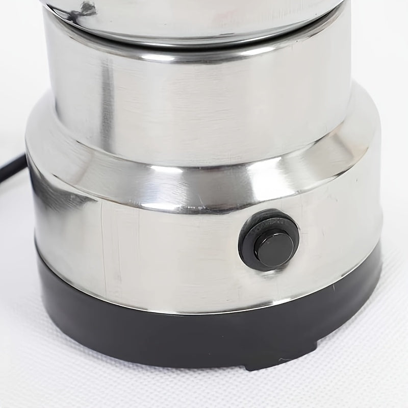 Round 4-Leaf Stainless Steel Electric Coffee Bean Grinder, 300W, 2000rpm, 10-second Fast Grinding, Dual-Use Dry and Wet, One-Button Control, European Standard Plug, 220-240V Power Supply