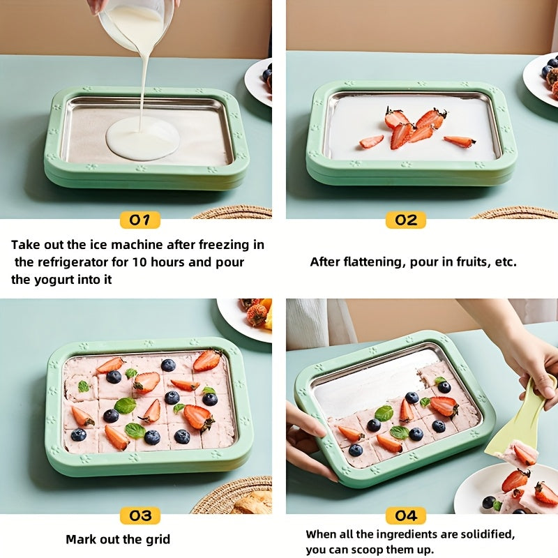 Máquina de helado de acero inoxidable para helado enrollado casero, yogur congelado, fácil de manejar