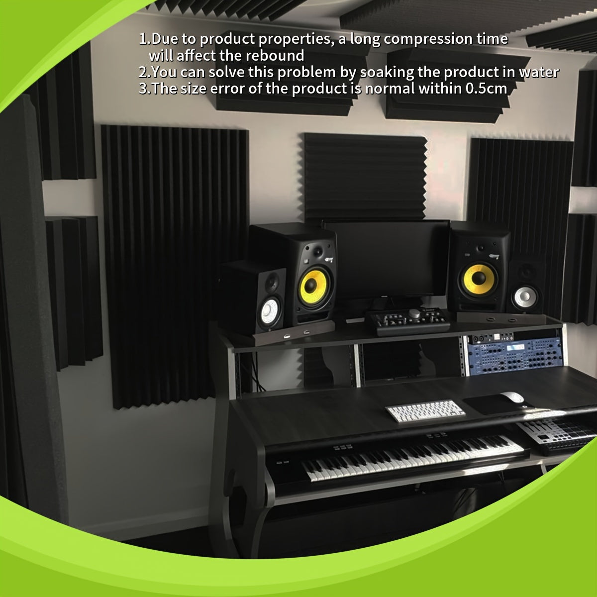 50 Pack Wedge Acoustic Foam Panels for Recording Studios Fireproof Sound Absorption Sponge Black 2.54cm x 30.48cm