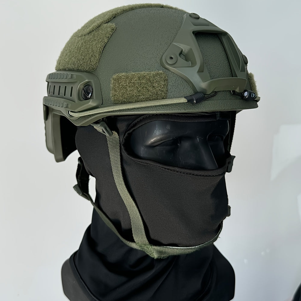 Fiberglass Tactical Helmet with Accessory Rails Adjustable Straps for Training and Adventure Gear