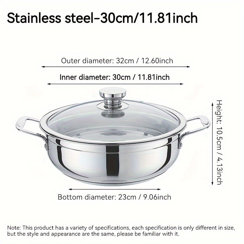 Olla de sopa de acero inoxidable 304 con construcción gruesa y base de ahorro de energía