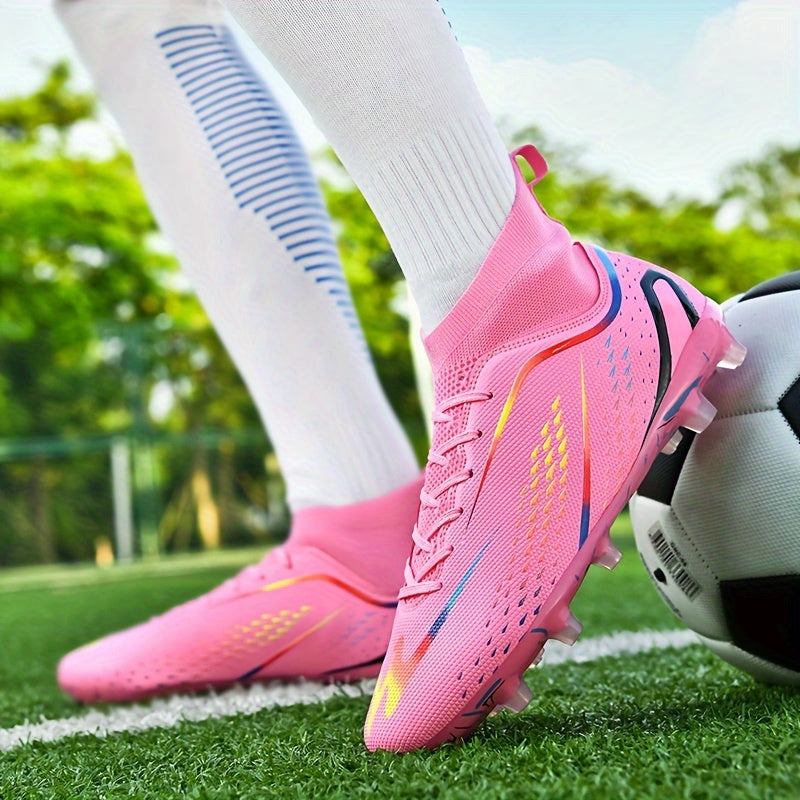 Men's Football Boots Rubber Sole Lace-Up Solid Color All-Season Sports