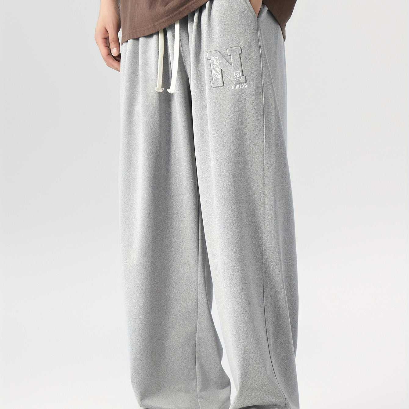 Pantalones deportivos de corte holgado para hombre con patrón geométrico, poliéster elastano, lavado a máquina, tallas grandes