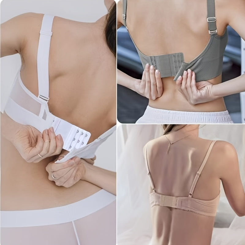 12 Pack Bra Extenders Adjustable 2/3/4 Hook Solid Polyester Knit Fabric for Comfortable Fit