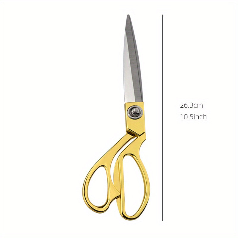 Stainless Steel Tailor Scissors with Gold-Tone Alloy Handle for Sewing Craft Office Home Use
