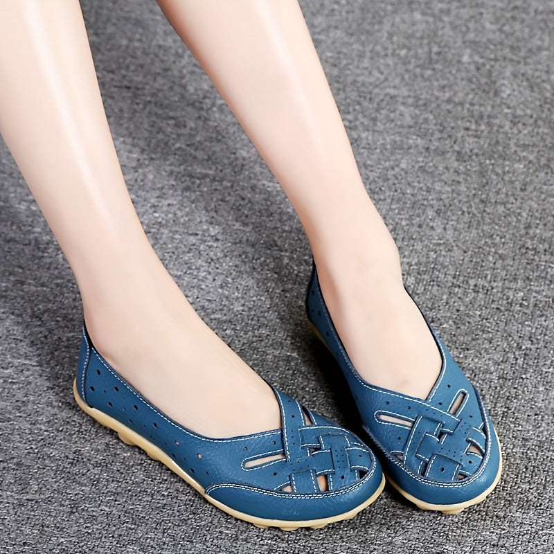 Women's Slip-On Flat Shoes with Hollow Out Design Breathable Lightweight Casual