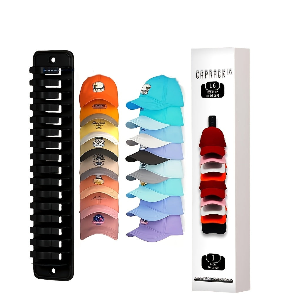 Black Plastic Hat Organizer Wall Mount No-Drill Storage Rack for Baseball Caps