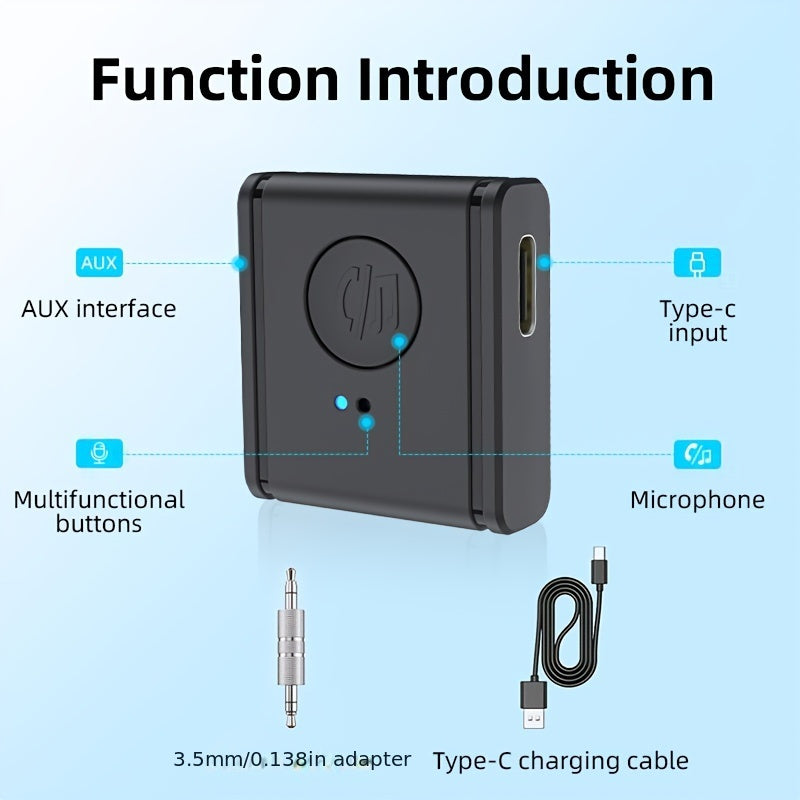 Wireless Bluetooth 5.3 AUX Receiver for Car Home Headphones Mini Audio Adapter