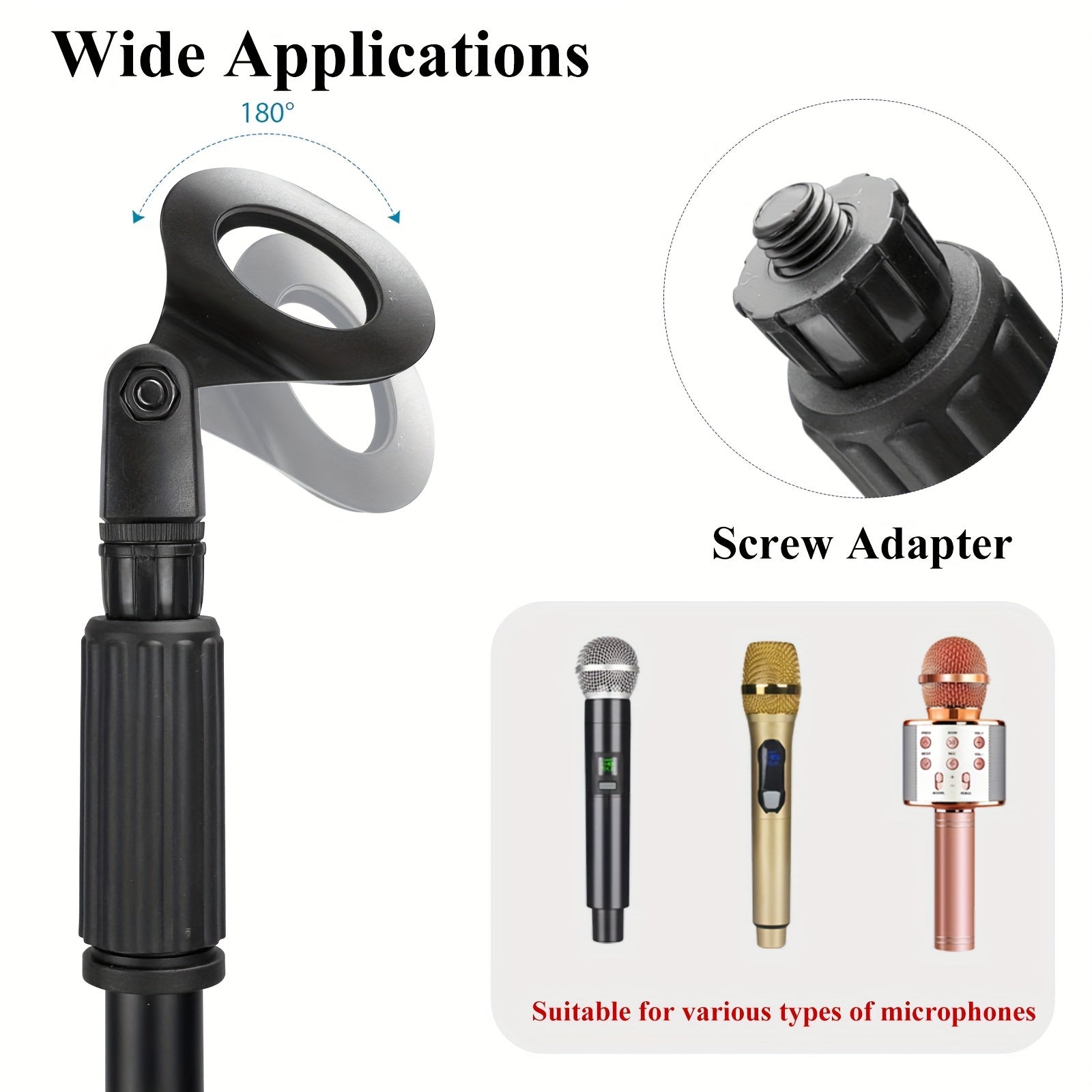 Adjustable Microphone Stand Floor Tripod Black Alloy for Live Performances