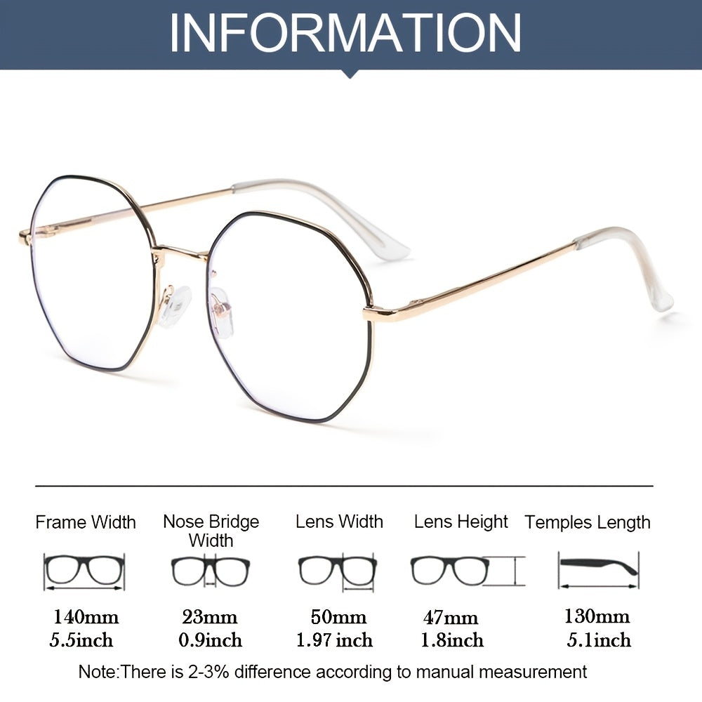 Octagonal Glasses Frame with Personalized Design and Anti-Blue Light Lenses for Internet Celebrities