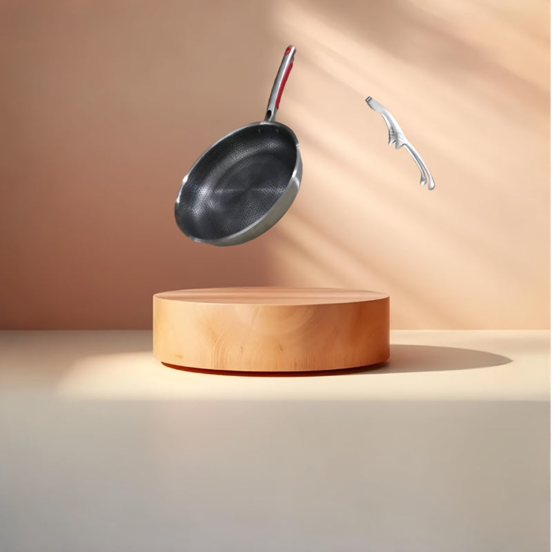 Noxudli po'latdan yasalgan qozon to'plami - 2 dona, no'xatli asal to'siq qozonlar, noxudli po'lat tutqichlar bilan, faqat qo'lda yuvish, tuxum va steak pishirish uchun ikki tomonlama qozon